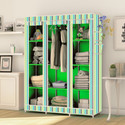 MEZIRE 3 door 10 Shelf Digital Print PP Collapsible Wardrobe (Finish Color - Green Strip Modern Print, DIY(Do-It-Yourself))