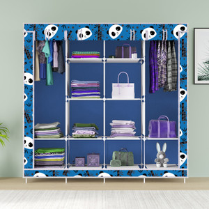 mezire 3 door 12 shelf printed pp collapsible wardrobe finish color - before christmas print diydo-it-yourself