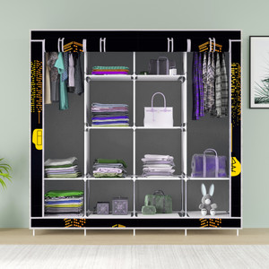 mezire 3 door 12 shelf printed pp collapsible wardrobe finish color - premium building print diydo-it-yourself