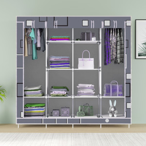 mezire 3 door 12 shelf printed pp collapsible wardrobe finish color - awesome box print diydo-it-yourself