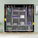 MEZIRE 3 door 12 Shelf Printed PP Collapsible Wardrobe (Finish Color - Premium Building Print, DIY(Do-It-Yourself))