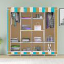 MEZIRE PP Collapsible Wardrobe (Finish Color - Beige Strip Print, DIY(Do-It-Yourself))