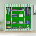 MEZIRE 3 door 12 Shelf Printed PP Collapsible Wardrobe (Finish Color - Green Strip Print, DIY(Do-It-Yourself))