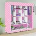 MEZIRE 3 door 12 Shelf Printed PP Collapsible Wardrobe (Finish Color - Stars Pattern Wow Print, DIY(Do-It-Yourself))