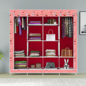 MEZIRE 3 door 12 Shelf Printed PP Collapsible Wardrobe (Finish Color - Cherry Print, DIY(Do-It-Yourself))