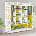 MEZIRE 3 door 12 Shelf Printed PP Collapsible Wardrobe (Finish Color - Warm Flower Wow Print, DIY(Do-It-Yourself))
