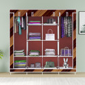 MEZIRE 3 door 12 Shelf Printed PP Collapsible Wardrobe (Finish Color - Wall Panel Print, DIY(Do-It-Yourself))