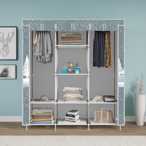 mezire 3 door 8 shelf printed pp collapsible wardrobe