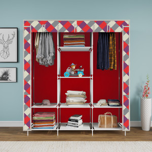 mezire 3 door 8 shelf printed pp collapsible wardrobe