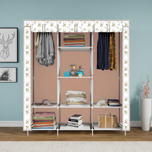 mezire 3 door 8 shelf printed pp collapsible wardrobe