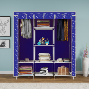 mezire 3 door 8 shelf printed pp collapsible wardrobe