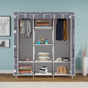 mezire 3 door 8 shelf printed pp collapsible wardrobe finish color - awesome box printed diydo-it-yourself