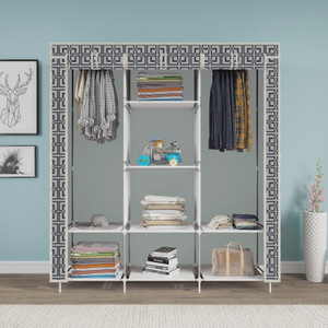 mezire 3 door 8 shelf printed pp collapsible wardrobe