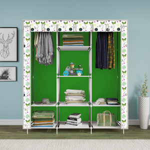 mezire 3 door 8 shelf printed pp collapsible wardrobe