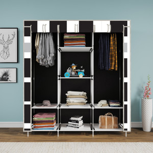 mezire 3 door 8 shelf printed pp collapsible wardrobe finish color - french door printed diydo-it-yourself