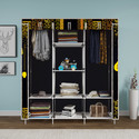 MEZIRE 3 door 8 Shelf Printed PP Collapsible Wardrobe (Finish Color - Premium Building Printed, DIY(Do-It-Yourself))