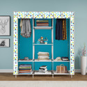 MEZIRE 3 door 8 Shelf Printed PP Collapsible Wardrobe (Finish Color - Colourful Leav Printed, DIY(Do-It-Yourself))