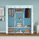 MEZIRE 3 door 8 Shelf Printed PP Collapsible Wardrobe (Finish Color - Soft lily Flower Printed, DIY(Do-It-Yourself))