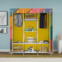 MEZIRE 3 door 8 Shelf Printed PP Collapsible Wardrobe (Finish Color - Colorful Wood Printed, DIY(Do-It-Yourself))