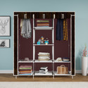 MEZIRE 3 door 8 Shelf Printed PP Collapsible Wardrobe (Finish Color - Wood Printed, DIY(Do-It-Yourself))