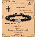 MFTRADING Cross Bracelet for Men Christian Gifts for Son Grandson Brother Husband Dad Man Godfather Religious Baptism Jewelry Birthday Retirement Gifts Beaded Bracelet