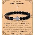 MFTRADING Cross Bracelet for Men Christian Gifts for Son Grandson Brother Husband Dad Man Godfather Religious Baptism Jewelry Birthday Retirement Gifts Beaded Bracelet