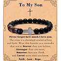 MFTRADING Cross Bracelet for Men Christian Gifts for Son Grandson Brother Husband Dad Man Godfather Religious Baptism Jewelry Birthday Retirement Gifts Beaded Bracelet