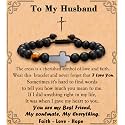 MFTRADING Cross Bracelet for Men Christian Gifts for Son Grandson Brother Husband Dad Man Godfather Religious Baptism Jewelry Birthday Retirement Gifts Beaded Bracelet