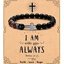 MFTRADING Cross Bracelet for Men Christian Gifts for Son Grandson Brother Husband Dad Man Godfather Religious Baptism Jewelry Birthday Retirement Gifts Beaded Bracelet