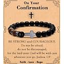 MFTRADING Cross Bracelet for Men Christian Gifts for Son Grandson Brother Husband Dad Man Godfather Religious Baptism Jewelry Birthday Retirement Gifts Beaded Bracelet