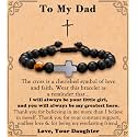 MFTRADING Cross Bracelet for Men Christian Gifts for Son Grandson Brother Husband Dad Man Godfather Religious Baptism Jewelry Birthday Retirement Gifts Beaded Bracelet