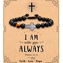 MFTRADING Cross Bracelet for Men Christian Gifts for Son Grandson Brother Husband Dad Man Godfather Religious Baptism Jewelry Birthday Retirement Gifts Beaded Bracelet