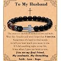 MFTRADING Cross Bracelet for Men Christian Gifts for Son Grandson Brother Husband Dad Man Godfather Religious Baptism Jewelry Birthday Retirement Gifts Beaded Bracelet