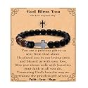 MFTRADING Cross Bracelet for Men Christian Gifts for Son Grandson Brother Husband Dad Man Godfather Religious Baptism Jewelry Birthday Retirement Gifts Beaded Bracelet