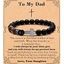 MFTRADING Cross Bracelet for Men Christian Gifts for Son Grandson Brother Husband Dad Man Godfather Religious Baptism Jewelry Birthday Retirement Gifts Beaded Bracelet