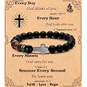 MFTRADING Cross Bracelet for Men Christian Gifts for Son Grandson Brother Husband Dad Man Godfather Religious Baptism Jewelry Birthday Retirement Gifts Beaded Bracelet