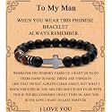 MFTRADING Cross Bracelet for Men Christian Gifts for Son Grandson Brother Husband Dad Man Godfather Religious Baptism Jewelry Birthday Retirement Gifts Beaded Bracelet