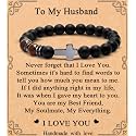 MFTRADING Cross Bracelet for Men Christian Gifts for Son Grandson Brother Husband Dad Man Godfather Religious Baptism Jewelry Birthday Retirement Gifts Beaded Bracelet