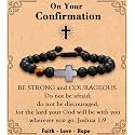 MFTRADING Cross Bracelet for Men Christian Gifts for Son Grandson Brother Husband Dad Man Godfather Religious Baptism Jewelry Birthday Retirement Gifts Beaded Bracelet