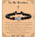MFTRADING Cross Bracelet for Men Christian Gifts for Son Grandson Brother Husband Dad Man Godfather Religious Baptism Jewelry Birthday Retirement Gifts Beaded Bracelet