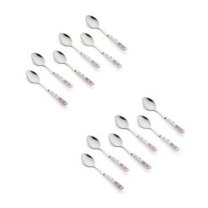 floral stainless steel spoons set home amp restaurant dinner table spoon with ceramic handle chamach12 small spoon 155 cm