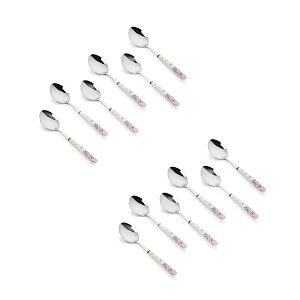 floral stainless steel spoons set home amp restaurant dinner table spoon with ceramic handle 12 big spoon 23 centimeters