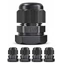 MGI SpeedWare 1/2" NPT Strain Relief Nylon Cord Grip Cable Glands, Black Plastic Grommet 5-Pack