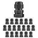 MGI SpeedWare 1/4" NPT Strain Relief Nylon Cord Grip Cable Glands, Black Plastic Grommet 20-Pack