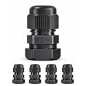 MGI SpeedWare 1/4" NPT Strain Relief Nylon Cord Grip Cable Glands, Black Plastic Grommet 5-Pack