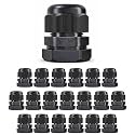 MGI SpeedWare 3/4" NPT Strain Relief Nylon Cord Grip Cable Glands, Black Plastic Grommet 20-Pack