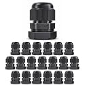 MGI SpeedWare 3/8" NPT Strain Relief Nylon Cord Grip Cable Glands, Black Plastic Grommet 20-Pack