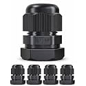 MGI SpeedWare 3/8" NPT Strain Relief Nylon Cord Grip Cable Glands, Black Plastic Grommet 5-Pack
