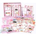 MGNLR Vintage Aesthetic Scrapbook Kit(346Pcs) Scrapbooking Supplies Kit with Bullet Junk Journal,Stationery,A6 Grid Notebook Journaling Gift for Girl (Cat's Letter)