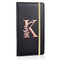 MHJY Checkbook Covers for Personal Checkbook, RFID Blocking Checkbook Holder Alphabet Checkbook Cover for Duplicate Checks, Black K, K